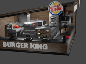 Burger King Kiosk Model Container Burger Restaurant Shop Modello 3D