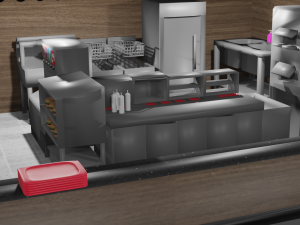 Burger King Kiosk Model Container Burger Restaurant Shop Modello 3D