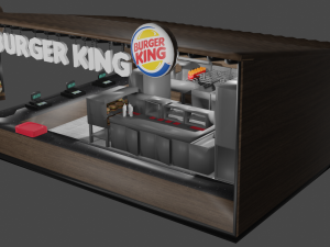 Burger King Kiosk Model Container Burger Restaurant Shop Modello 3D