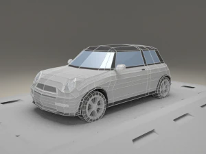 mini cooper of 2001 lowpoly 3D Model
