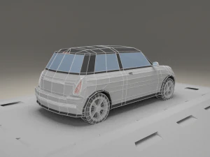 mini cooper of 2001 lowpoly 3D Model