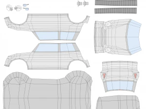 mini cooper of 2001 lowpoly 3D Model