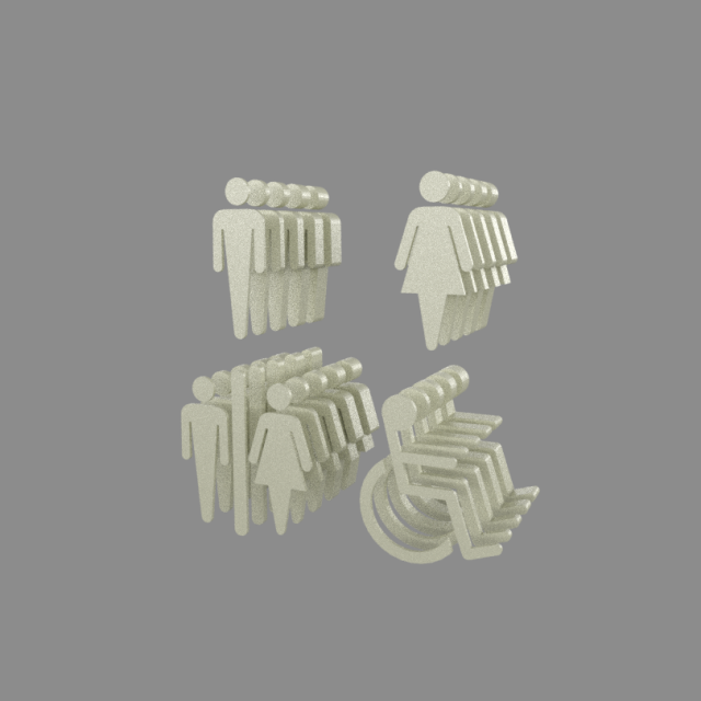 wc symbol Modello di stampa 3D .c4d .max .obj .3ds .fbx .stl .blend 