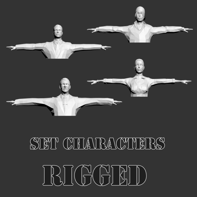 set characters Modèle 3D .c4d .max .obj .3ds .fbx .stl .blend 