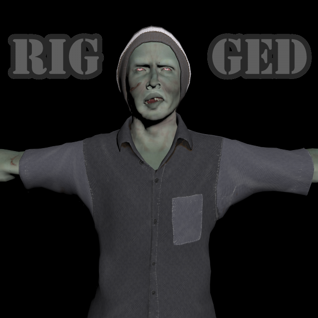 zombie character rigged Modelo 3D .c4d .max .obj .3ds .fbx .stl .blend 