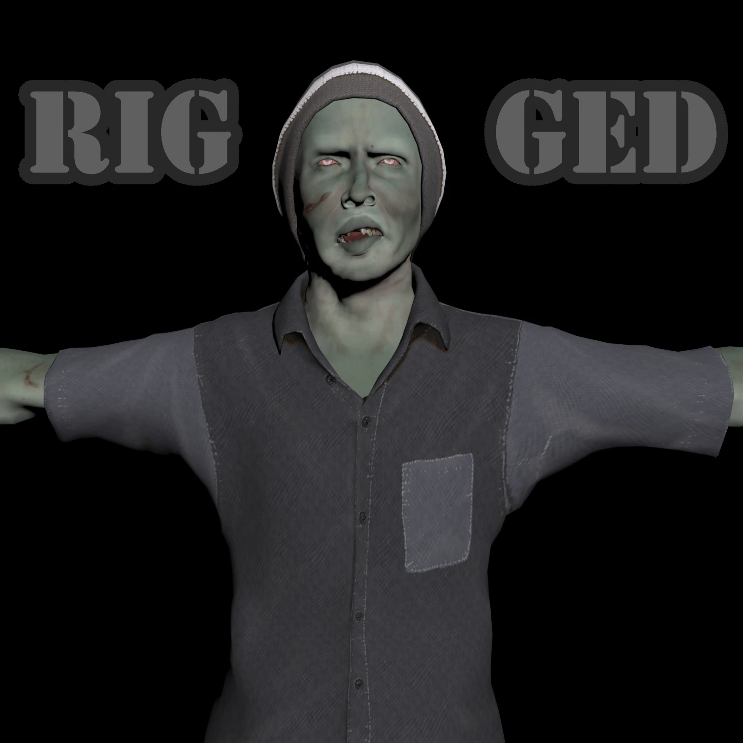 zombie character rigged 3D Model .c4d .max .obj .3ds .fbx .stl .blend 