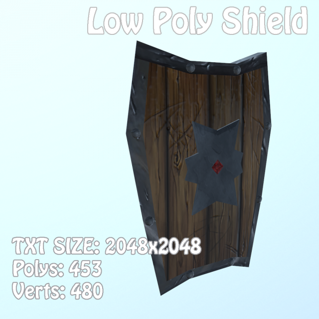 low poly hand painted shield 3D Model .c4d .max .obj .3ds .fbx .stl .blend 