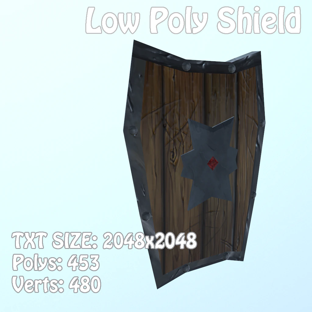 low poly hand painted shield 3D Model .c4d .max .obj .3ds .fbx .stl .blend 