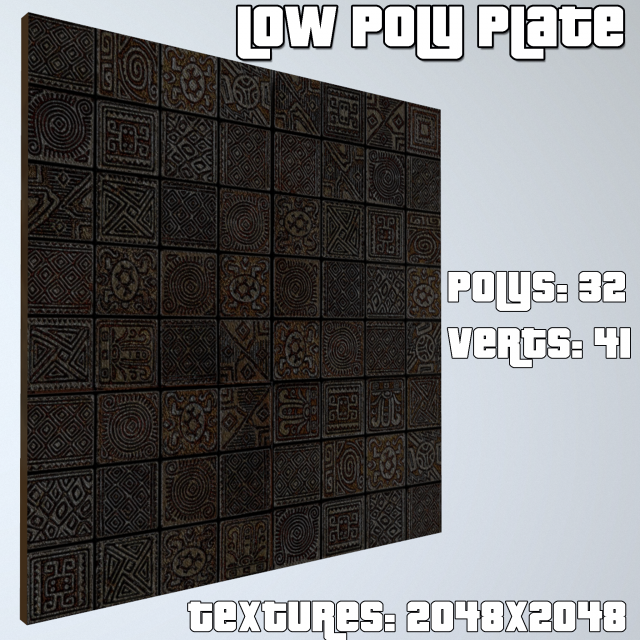 low poly plate 3D Модель .c4d .max .obj .3ds .fbx .stl .blend 