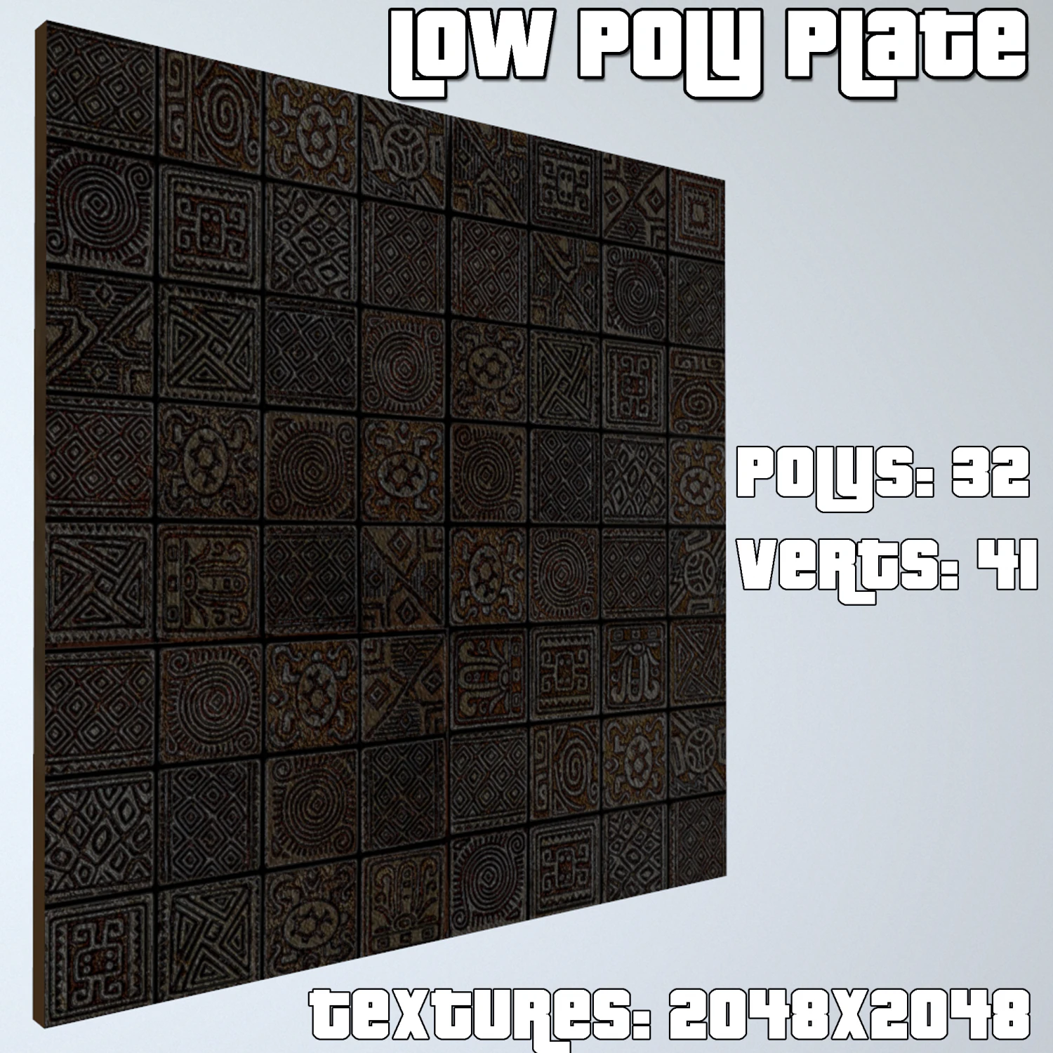 low poly plate 3D Model .c4d .max .obj .3ds .fbx .stl .blend 