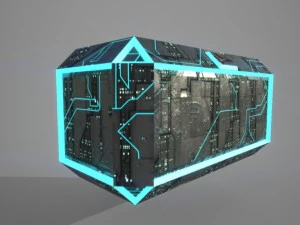 scatola di fantascienza low poly Modello 3D