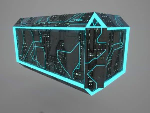 scatola di fantascienza low poly Modello 3D
