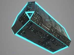 scatola di fantascienza low poly Modello 3D