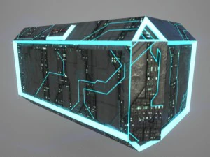 scatola di fantascienza low poly Modello 3D