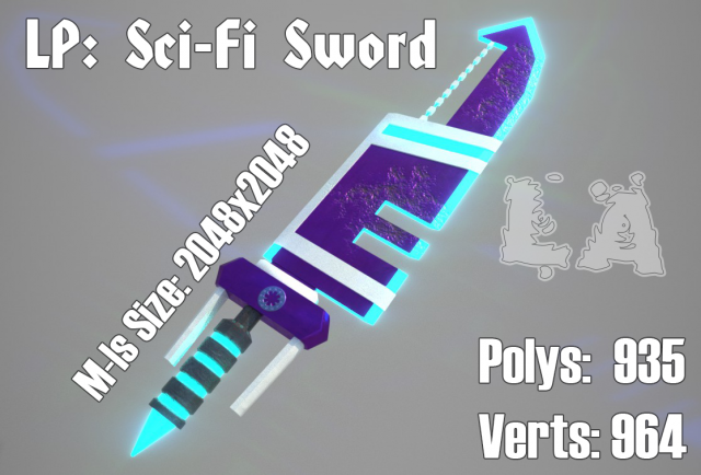 low poly sci-fi sword Model 3D .c4d .max .obj .3ds .fbx .stl .blend 