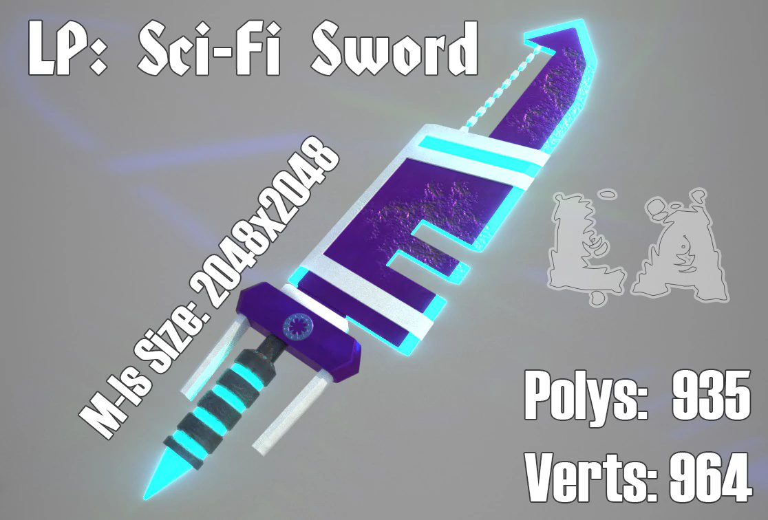 लो पॉली साइंस-फाई तलवार 3D मॉडल .c4d .max .obj .3ds .fbx .stl .blend 