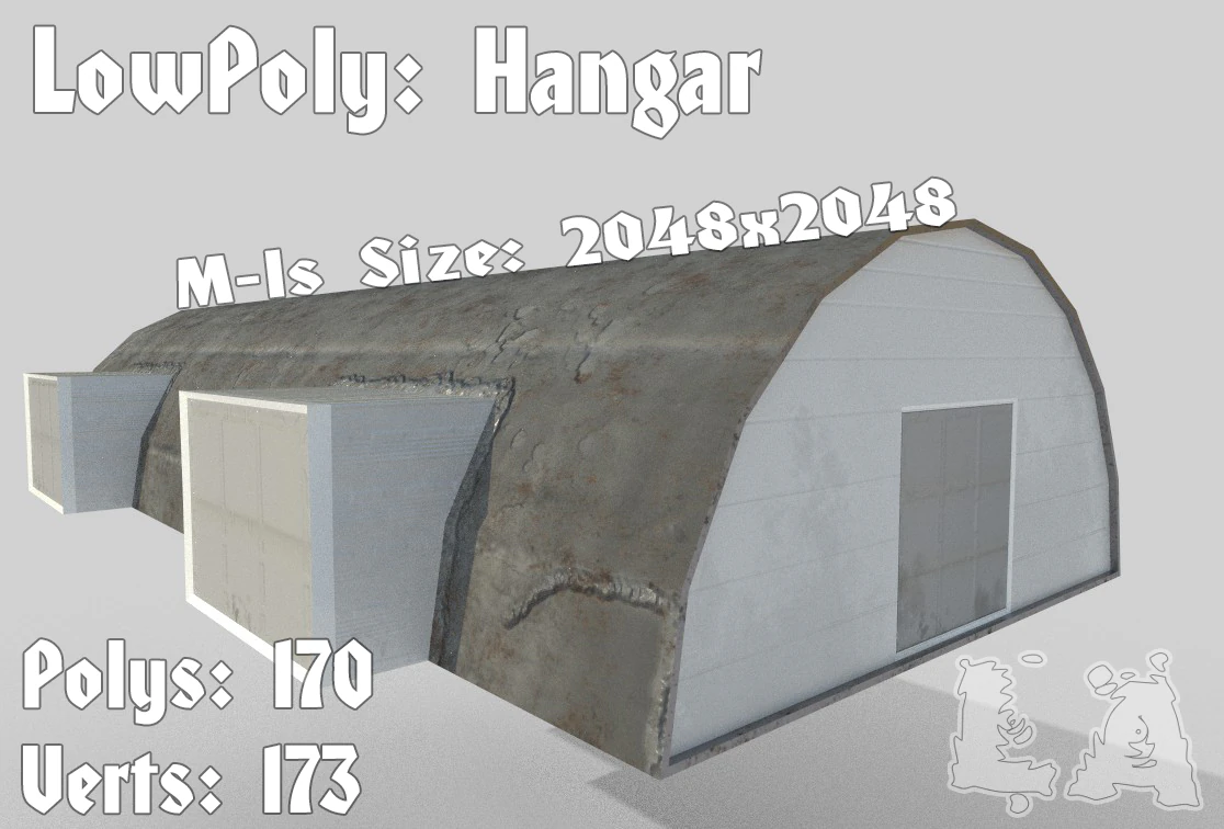 low poly hangar 3D Model .c4d .max .obj .3ds .fbx .stl .blend 