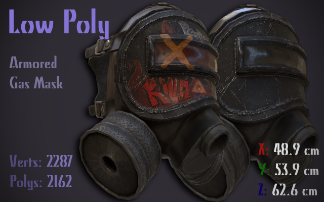 the low poly armored gas mask 3D मॉडल .c4d .max .obj .3ds .fbx .stl .blend 