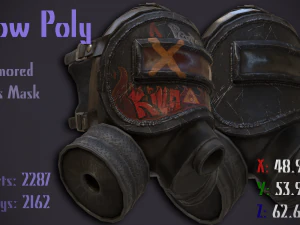 низкополигональный бронированный противогаз 3D Модель