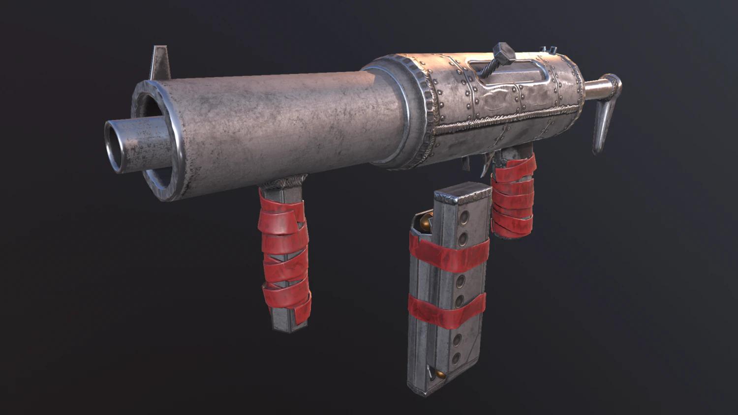 handgemachte Maschinenpistole Low-Poly v2 3D Modell .c4d .max .obj .3ds .fbx .stl .blend 