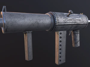 handgemachte Maschinenpistole Low-Poly v2 3D Modell