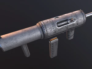 handgemachte Maschinenpistole Low-Poly v2 3D Modell