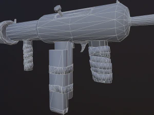 handgemachte Maschinenpistole Low-Poly v2 3D Modell