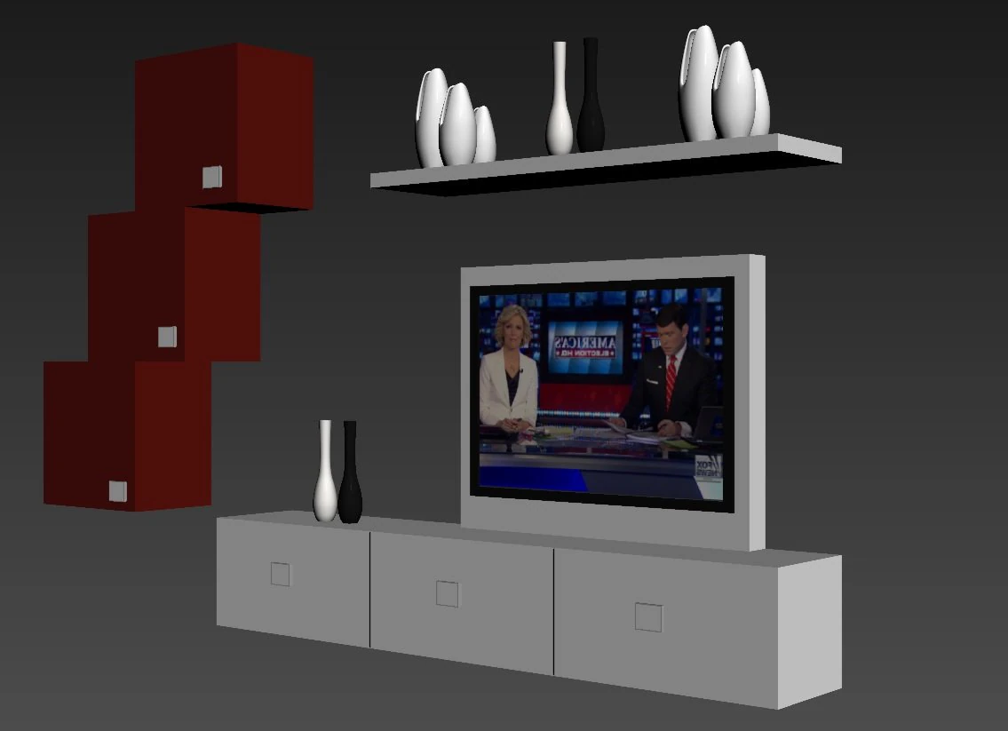 tv unit design 3D Model .c4d .max .obj .3ds .fbx .stl .blend 