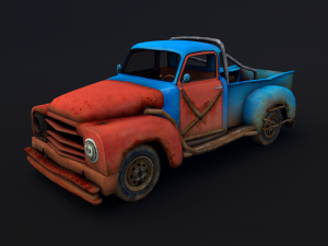 old rusty pickup truck 3D मॉडल