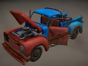 old rusty pickup truck 3D Модель