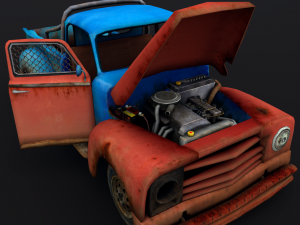 old rusty pickup truck 3D Модель