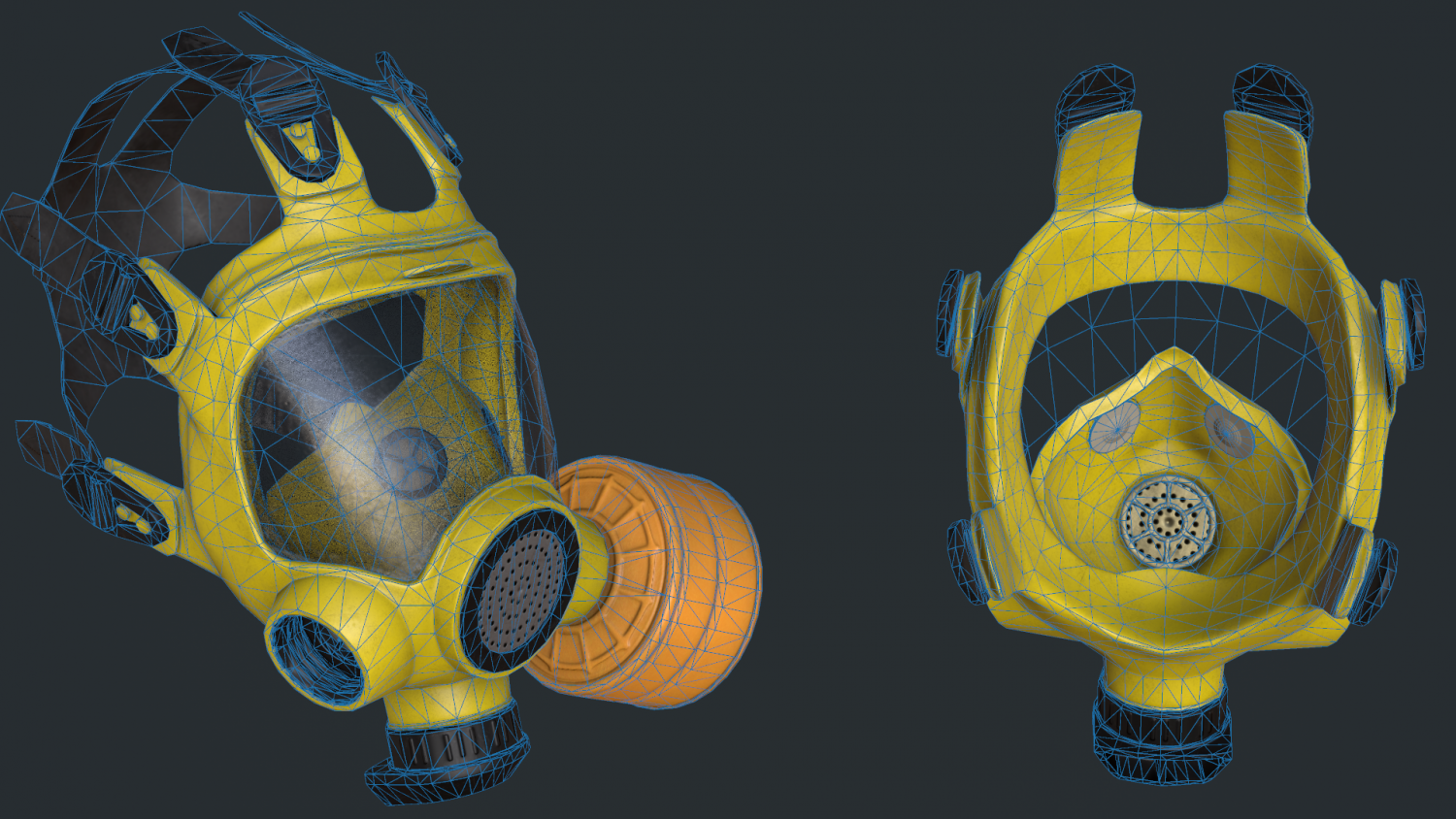Gas Mask Low Poly 3d Model In Helmet 3dexport