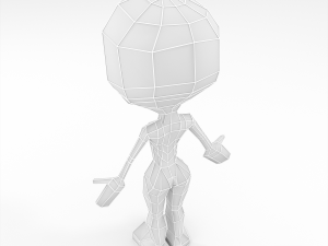 female cartoon low-poly character base mesh Modelo 3D