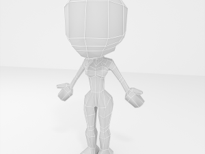 female cartoon low-poly character base mesh Modelo 3D