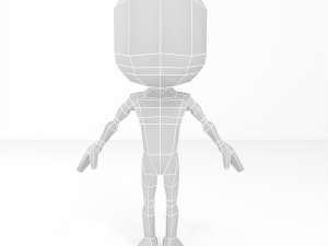 male cartoon low-poly character base mesh Model 3D