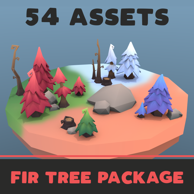 low poly tree package 3Dモデル .c4d .max .obj .3ds .fbx .stl .blend 