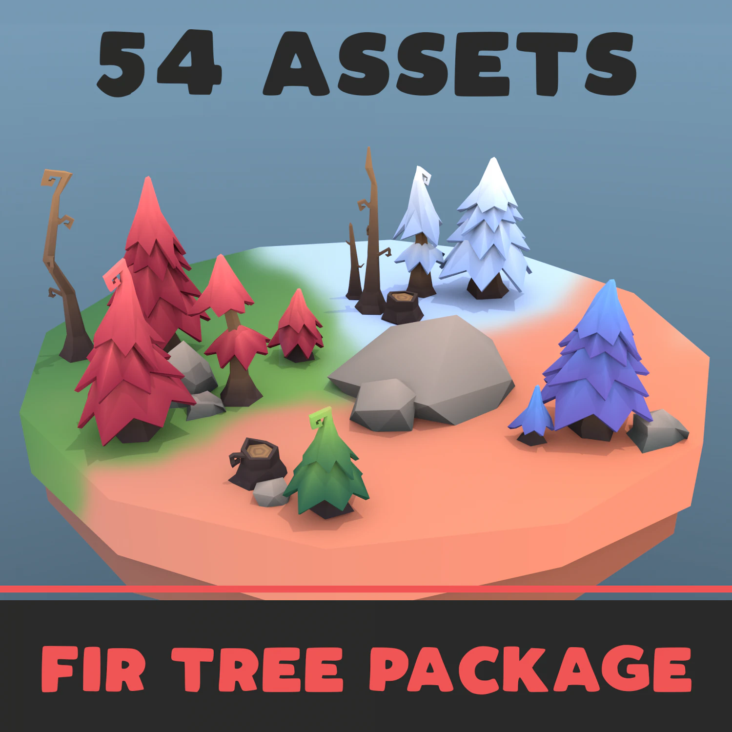 low poly tree package 3D Model .c4d .max .obj .3ds .fbx .stl .blend