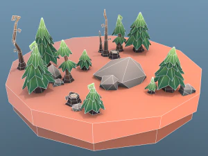 low poly tree package 3D Model