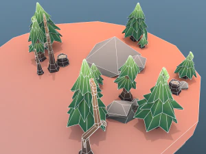 low poly tree package 3D Model