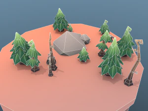low poly tree package 3D Model
