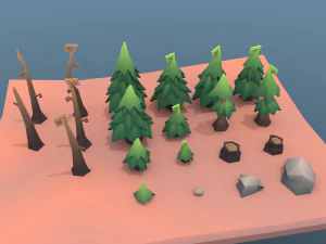 low poly tree package 3D Model