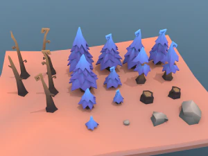 low poly tree package 3D Model