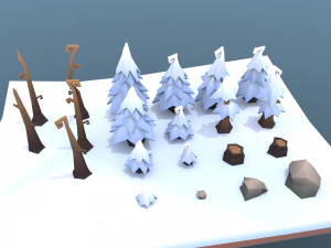 low poly tree package 3D Model