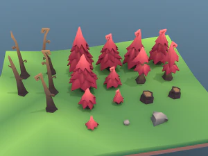 low poly tree package 3D Model