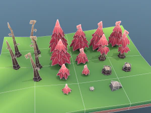 low poly tree package 3D Model