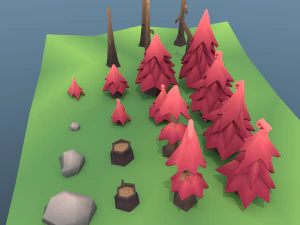 low poly tree package 3D Model