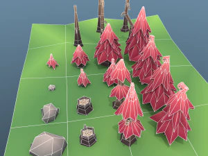 low poly tree package 3D Model