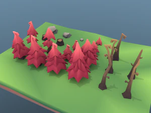 low poly tree package 3D Model