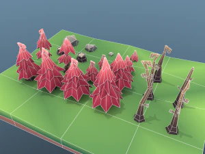 low poly tree package 3D Model