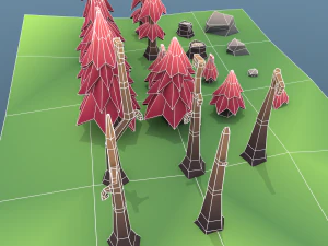 low poly tree package 3D Model